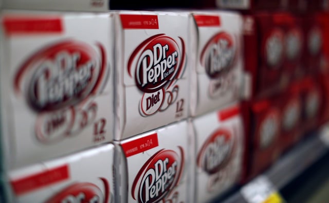 Dr Pepper soda cans for sale are pictured at a grocery store in Pasadena, California, U.S., February 14, 2018. REUTERS/Mario Anzuoni/File Photo