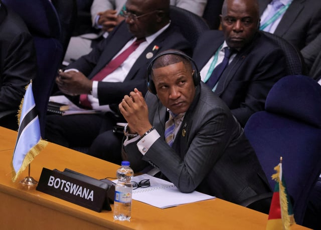 Duma Gideon Boko, President of Botswana attends a meeting during the 38th Ordinary Session of the Heads of State and Government of the African Union at the African Union Commision (AUC) Headquarters in Addis Ababa, Ethiopia, February 14, 2025. REUTERS/Tiksa Negeri/File Photo