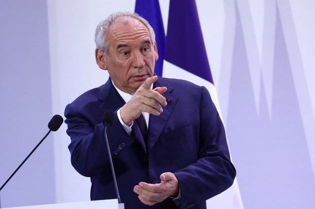 French Prime Minister Francois Bayrou gestures during a news conference to present his first budgetary orientations for 2026, in Paris, France, July 15, 2025.  REUTERS/Abdul Saboor/File Photo