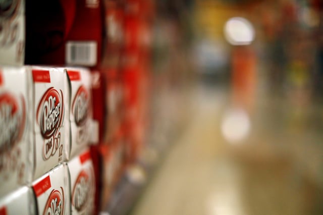 Dr Pepper soda cans for sale are pictured at a grocery store in Pasadena, California, U.S., February 14, 2018. REUTERS/Mario Anzuoni/File Photo