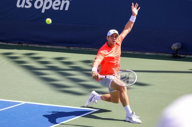 Tallon Griekspoor of the Netherlands during Day 1 of the 2025 US Open at USTA Billie Jean King National Tennis Center on August 25, 2025 in New York, United States.