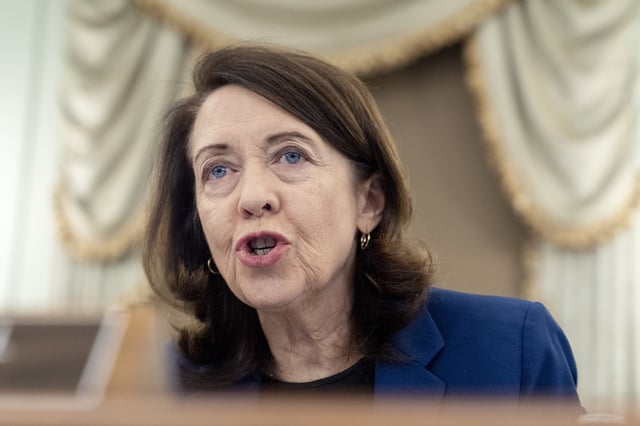 FILE - Senate Commerce, Science, and Transportation Committee Ranking Member Sen. Maria Cantwell, D-Wash., speaks Jan. 28, 2025, in Washington. (AP Photo/Jacquelyn Martin, File)