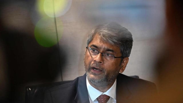 File image of President of the All India Football Federation (AIFF), Kalyan Chaubey, during a press conference in New Delhi. (AFP)