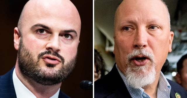 Aaron Reitz, left, and U.S. Rep. Chip Roy, right, are both running for Texas attorney general after previously serving as top aides to the outgoing incumbent, Ken Paxton.