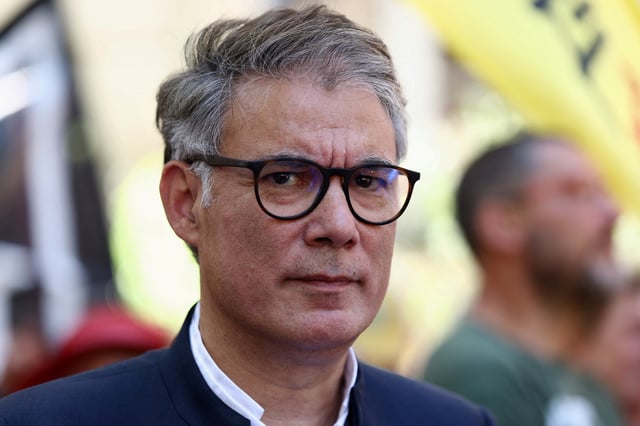 Olivier Faure, First Secretary of the French Socialist Party, attends a demonstration organised by the CGT Spectacle labour union to denounce budget cuts in the cultural sector, in Avignon, France, July 16, 2025.   REUTERS/Manon Cruz/ File Photo