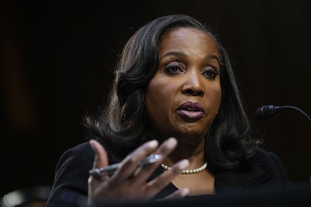 Lisa Cook, then a nominee to the Board of Governors of the Federal Reserve System, testifies during a Senate Banking nominations hearing on June 21, 2023 in Washington, DC.