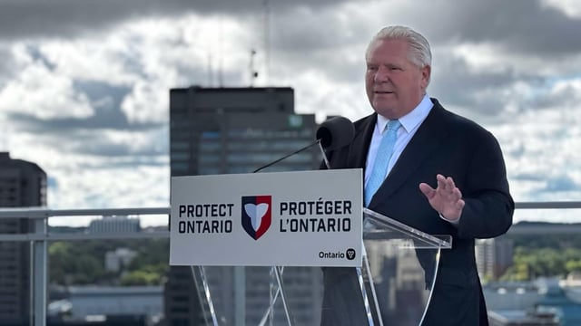 Ontario Premier Doug Ford told media in London on Monday that he plans legislation to ban scientific testing on 'pets.' He was in the southwestern Ontario city for a housing announcement. 