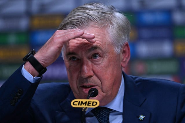 Ancelotti, en la rueda de prensa de este lunes con Brasil.