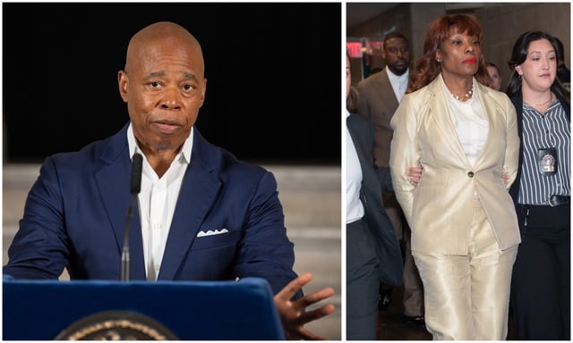 Mayor Eric Adams declined to say Monday whether Ingrid Lewis-Martin (right) is still working on his campaign. (Barry Williams / New York Daily News)