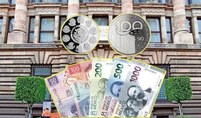 Monedas y billetes conmemorativos por el 100 aniversario del Banco de México