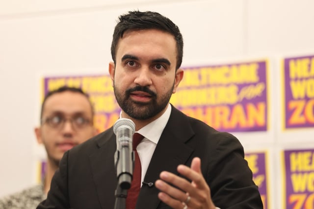 New York mayoral candidate Zohran Mamdani speaks during a press conference at the 1199SEIU headquarters on August 11, 2025 in New York City. (Photo by Michael M. Santiago/Getty Images)