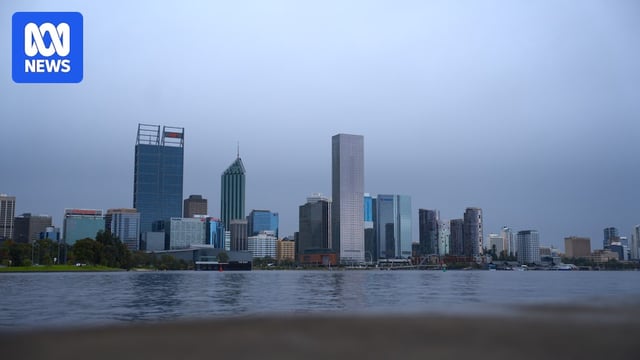 The Perth skyline on a dark winter's day