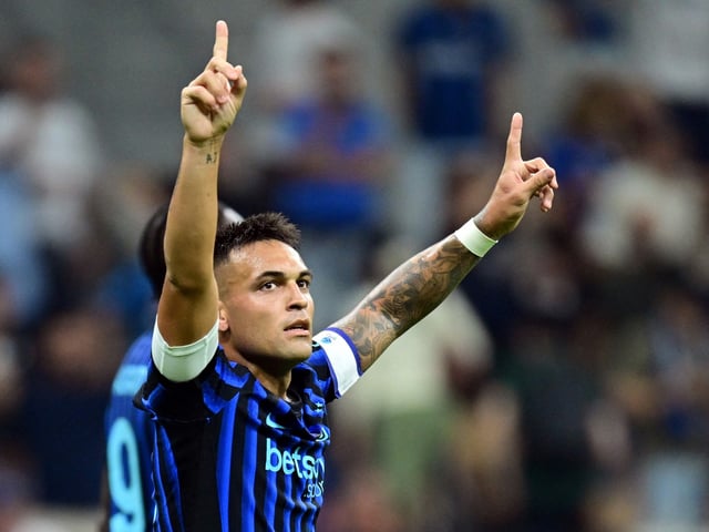 Soccer Football - Serie A - Inter Milan v Torino - San Siro, Milan, Italy - August 25, 2025
Inter Milan's Lautaro Martinez celebrates scoring their third goal REUTERS/Daniele Mascolo