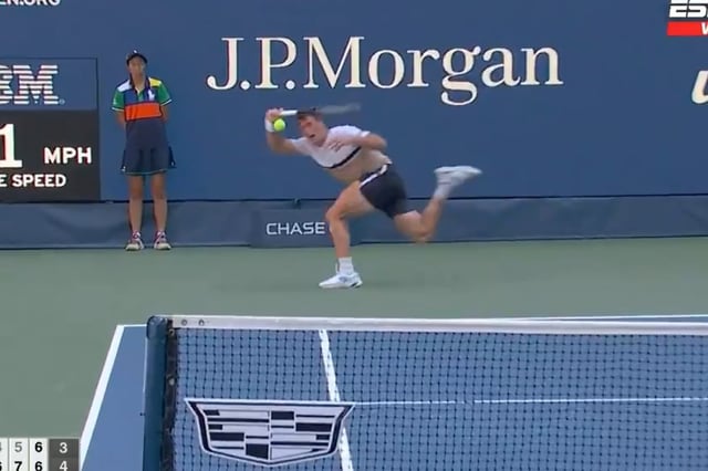 Federico Gómez cayó, pero fue protagonista de un gran punto en su debut en el US Open