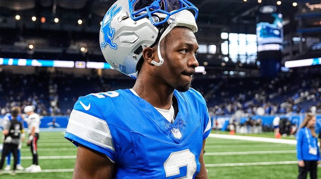 Detroit Lions quarterback Hendon Hooker (2) walks off the field after the 26-7 loss in the preseason game at Ford Field in Detroit on Saturday, August 23, 2025.