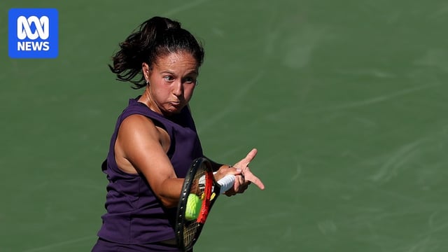 Daria Kasatkina hits a forehand at the US Open.