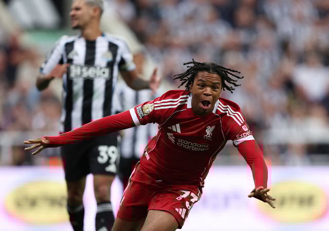 Soccer Football - Premier League - Newcastle United v Liverpool - St James' Park, Newcastle, Britain - August 25, 2025 Liverpool's Rio Ngumoha celebrates scoring their third goal REUTERS/Scott Heppell EDITORIAL USE ONLY. NO USE WITH UNAUTHORIZED AUDIO, VIDEO, DATA, FIXTURE LISTS, CLUB/LEAGUE LOGOS OR 'LIVE' SERVICES. ONLINE IN-MATCH USE LIMITED TO 120 IMAGES, NO VIDEO EMULATION. NO USE IN BETTING, GAMES OR SINGLE CLUB/LEAGUE/PLAYER PUBLICATIONS. PLEASE CONTACT YOUR ACCOUNT REPRESENTATIVE FOR FURTHER DETAILS..     TPX IMAGES OF THE DAY