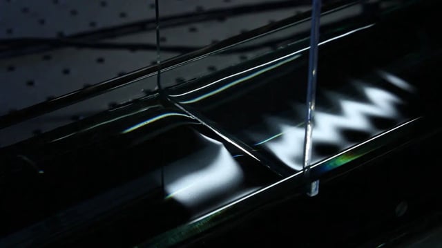 A wave travels through a tank in Likun Zhang's laboratory at the National Center for Physical Acoustics. Submitted photo