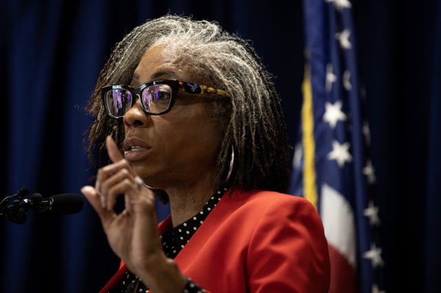 On Monday, Supervisor Monica Montgomery Steppe held a media briefing to discuss changes jail oversight. (Ana Ramirez / The San Diego Union-Tribune)