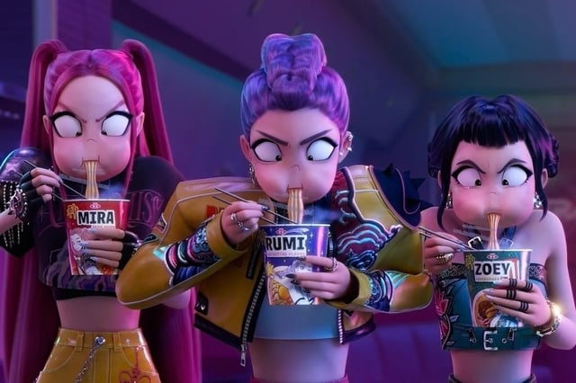 Huntr/x performs a song in "KPop Demon Hunters," in this image provided by Netflix. (PHOTO NOT FOR SALE) (Yonhap)