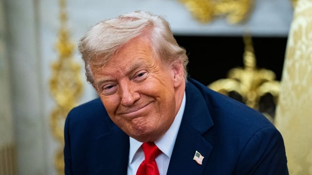 US President Donald Trump during a meeting with Lee Jae Myung, South Korea's president, not pictured, at the White House.