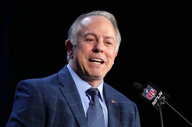 Feb 13, 2023; Phoenix, AZ, USA; Nevada governor Joe Lombardo at the Super Bowl Host Committee Handoff press conference at the Phoenix Convention Center. Mandatory Credit: Kirby Lee-USA TODAY Sports/File photo