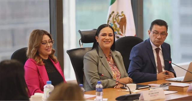 Ariadna Montiel Reyes, secretaría del Bienestar, en su reunión con las y los diputados de la Comisión de Bienestar