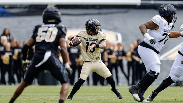 Colorado Buffaloes quarterback Julian Lewis (10) during the spring game at Folsom Field. Mandatory Credit: Isaiah J. Downing-Imagn Images