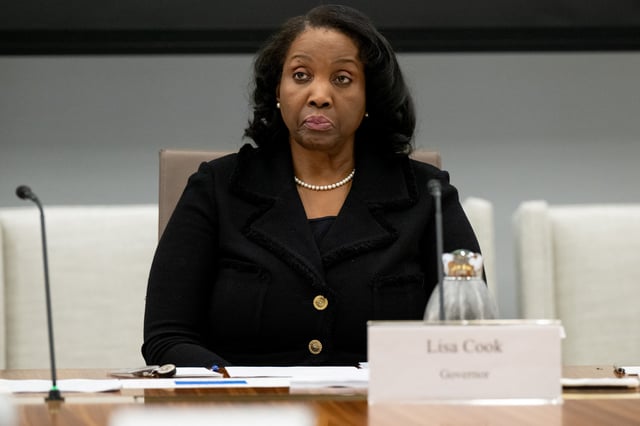 Lisa Cook, member of the Board of Governors of the US Federal Reserve, attends a Federal Reserve Board open meeting discussing proposed revisions to the board's supplementary leverage ratio standards at the Federal Reserve Board building in Washington, DC, on June 25, 2025.