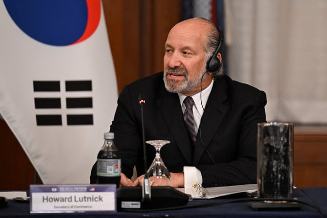 U.S. Secretary of Commerce Howard Lutnick speaks during a South Korea-U.S. business roundtable with South Korean President Lee Jae Myung (not pictured) at The Willard Hotel in Washington, D.C., U.S., August 25, 2025. REUTERS/Annabelle Gordon