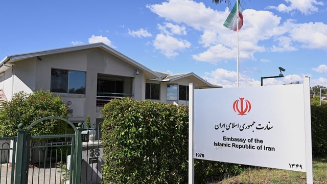 A general view of the Iranian Embassy in Canberra, Australia, Friday, Feb. 10, 2023.