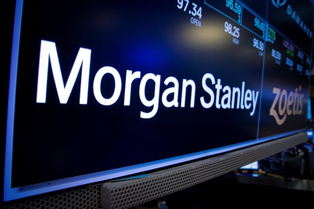 A screen displays the trading information for Morgan Stanley on the floor of the New York Stock Exchange (NYSE) in New York City, U.S., January 19, 2022.  REUTERS/Brendan McDermid/File Photo