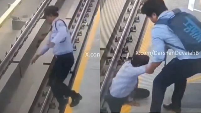 Working For 16 Hours Straight, Security Guard Falls On Tracks While 'Sleepwalking' At Ragigudda Metro Station In Bengaluru; WATCH VIDEO