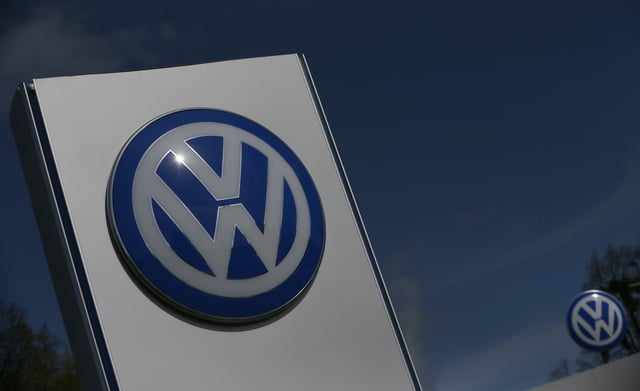A Volkswagen logo is pictured at Volkswagen's headquarters in Wolfsburg, Germany, April 22, 2016.     REUTERS/Hannibal Hanschke/ File Photo