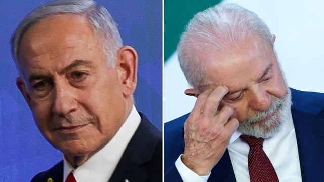 Israeli PM Benjamin Netanyahu (L) and Brazilian President Lula Da Silva