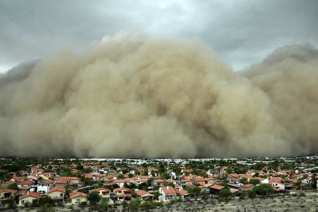 The dust storm seen approaching the Phoenix metro area on Monday.