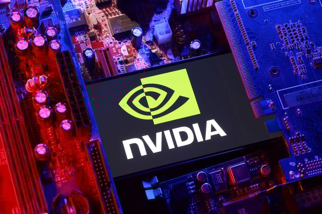 An NVIDIA logo and a computer motherboard appear in this illustration taken August 25, 2025. REUTERS/Dado Ruvic/Illustration/File Photo