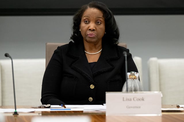 Lisa Cook, member of the Board of Governors of the US Federal Reserve, attends a Federal Reserve Board open meeting discussing proposed revisions to the board's supplementary leverage ratio standards at the Federal Reserve Board building in Washington, DC, on June 25, 2025. (Photo by SAUL LOEB / AFP) (Photo by SAUL LOEB/AFP via Getty Images)          