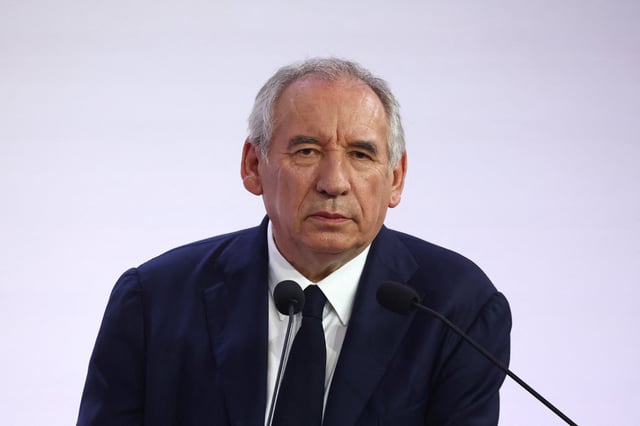 French Prime Minister Francois Bayrou attends a press conference about his 2026 budget in Paris, France, August 25, 2025. REUTERS/Abdul Saboor