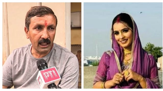 Neighbours claimed that the Bhati family was also locked in disputes over Nikki (right) and her sister Kanchan's social media activity. Their father (left) have denied the accusation. 