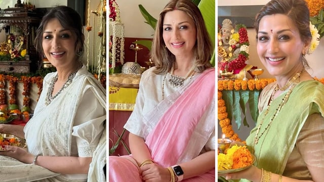 Sonali Bendre’s 5 Ganpati Outfits That Are the Perfect Moodboard for Ganesh Chaturthi 2025 (Credits: Instagram)