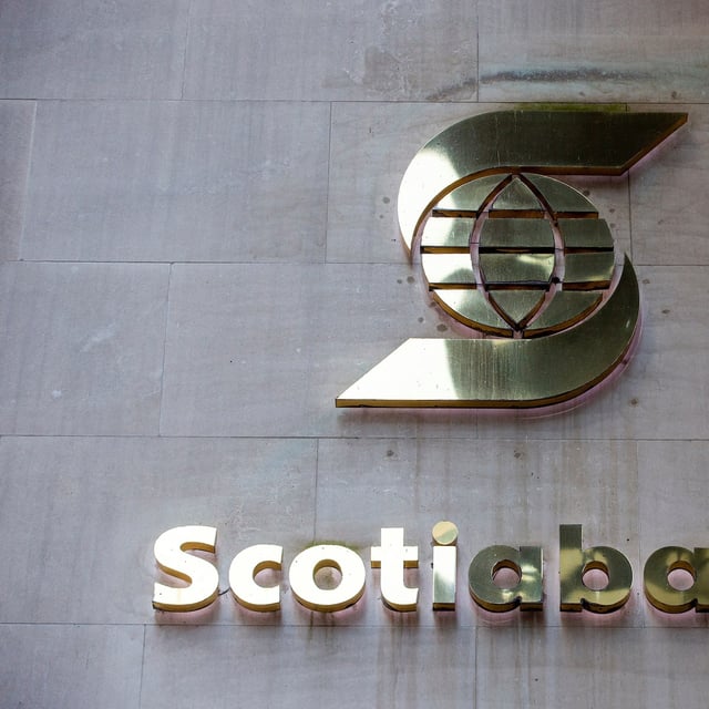 A sign for The Bank of Nova Scotia, operating as Scotiabank, in Toronto, Ontario, Canada December 13, 2021.  REUTERS/Carlos Osorio
