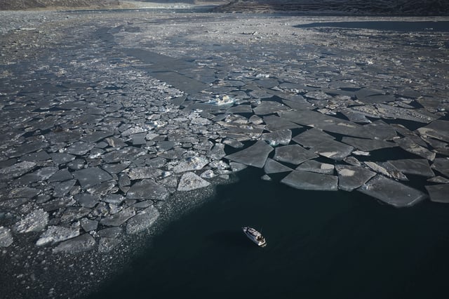 FILE - Pieces of ice move through the sea in Qoornoq Island, near Nuuk, Greenland on Feb. 17, 2025. (AP Photo/Emilio Morenatti, File)