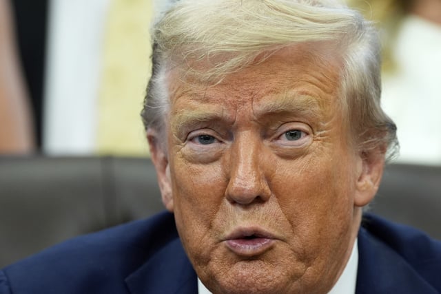 President Donald Trump speaks during an event signing a proclamation honoring the fourth anniversary of the attack at Abbey Gate in Afghanistan, in the Oval Office of the White House, Monday, Aug. 25, 2025, in Washington. (AP Photo/Alex Brandon)