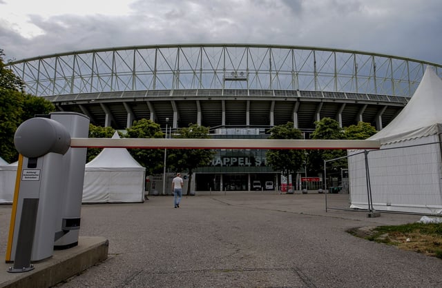 FILE - Exterior view of the Ernst Happel stadium in Vienna on Thursday, Aug.8, 2024. (AP Photo/Heinz-Peter Bader, File)