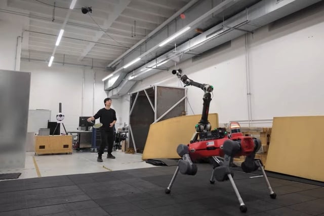 ETH Zurich's reinforcement learning-based system enables this four-legged bot to track a shuttlecock and return shots autonomously – and without toppling over