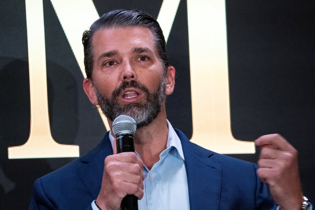 Donald Trump Jr. speaks to media at Trump Tower in New York City, U.S., June 16, 2025. REUTERS/Eduardo Munoz/File Photo