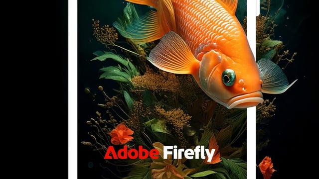 A hero image of Adobe Firefly and an AI generated goldfish.