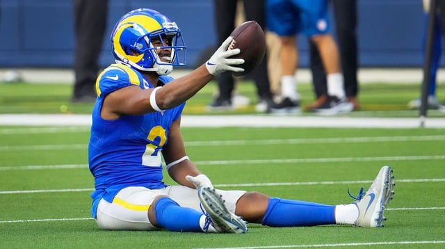 Oct 24, 2021; Inglewood, California, USA; Los Angeles Rams wide receiver Robert Woods (2) during the second half against the Detroit Lions at SoFi Stadium. Mandatory Credit: Robert Hanashiro-Imagn Images