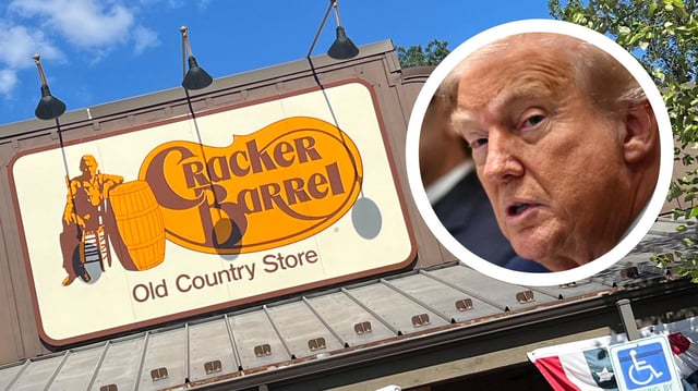 President Donald Trump offers opinion on Cracker Barrel logo debate. (Getty Images)